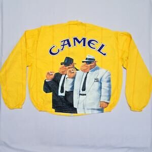Vintage Camel Joe Jacket Graphic Yellow Tyvek Windbreaker 90s XL